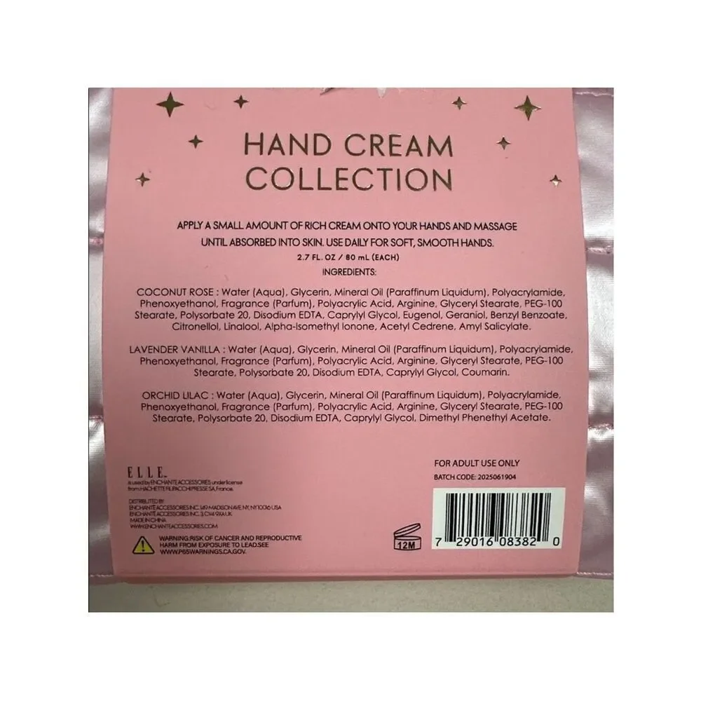 ELLE Hand Cream Collection with a Pink Make Up Cosmetic Case Gift Set
